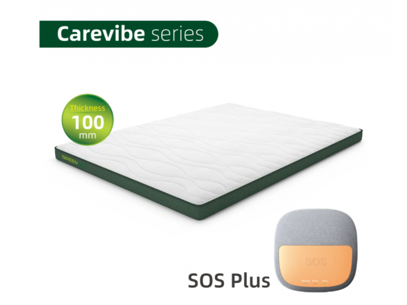 Nệm theo dõi giấc ngủ Carevibe dày 100mm có nút kích hoạt bằng giọng nói SOS Plus