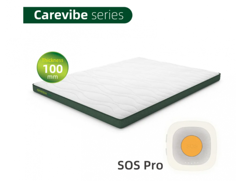 Nệm theo dõi giấc ngủ Carevibe dày 100mm có nút báo đa năng SOS Pro